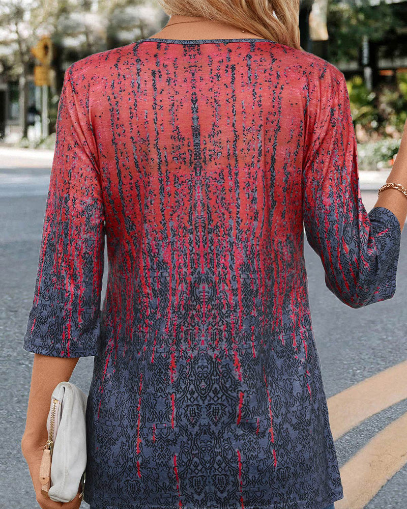 Ombre print button-down blouse