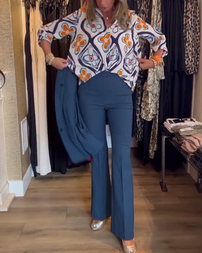 V-neck floral-printed dress