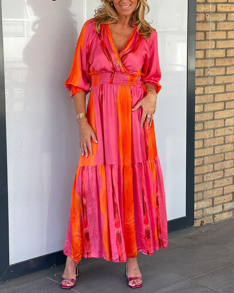 V neck 3/4 sleeve dress