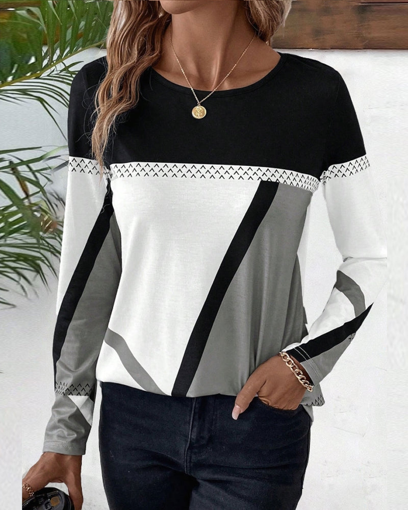 Contrast print casual top