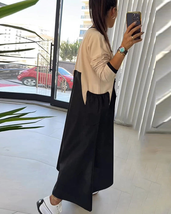 Casual dress with patchwork pockets