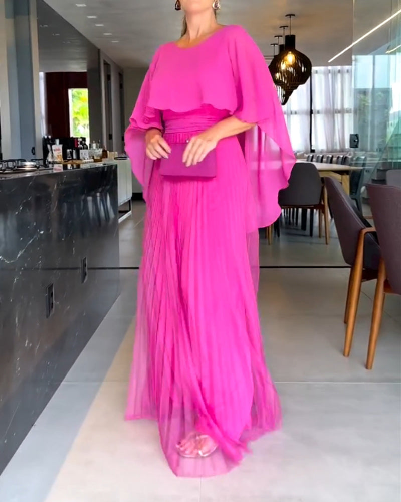 Round Neck A Line Maxi Dress