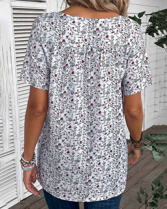 Ruffled floral printed blouse