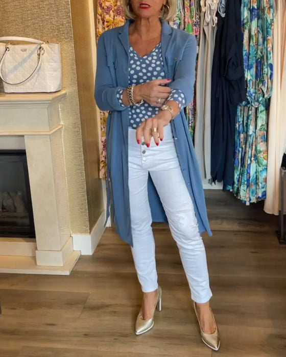 Casual solid color button down coat