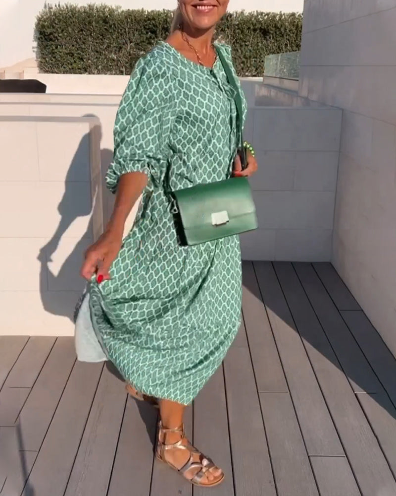 Round neck fashion print dress