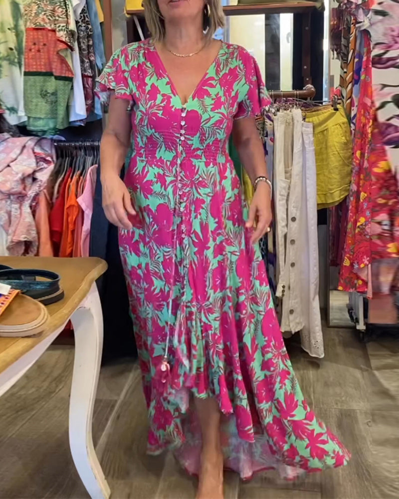 Printed short-sleeved dress