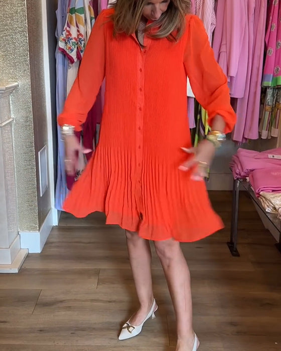 Women's solid patchwork pleated dress