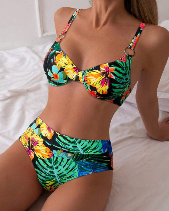Sexy Printed Push-Up Bra Triangle Bikini
