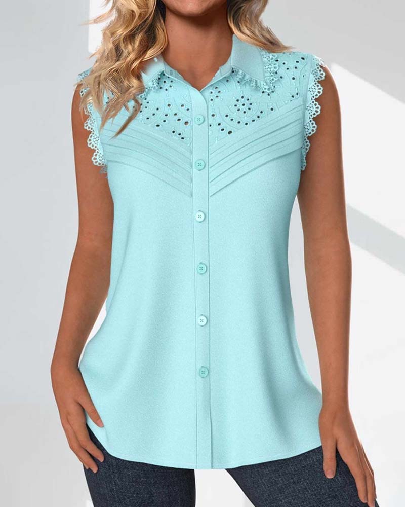 Elegant Lapel Sleeveless Top