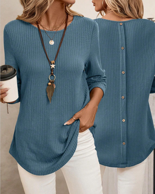 Round Neck Long Sleeve Solid Color Top