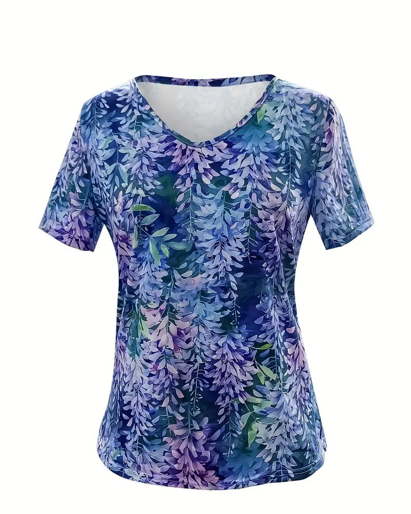 Short-sleeved botanical print Blouses
