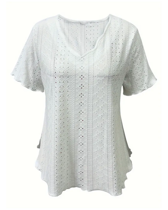 V-Neck Hollow French T-Shirt