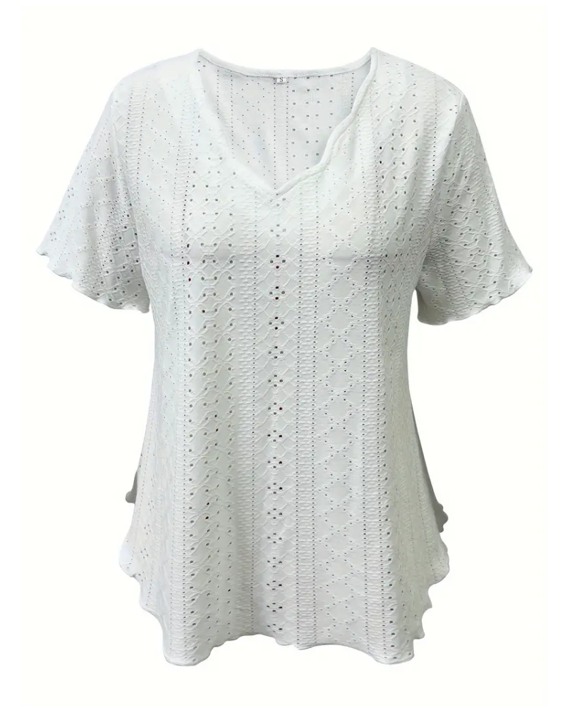 V-Neck Hollow French T-Shirt