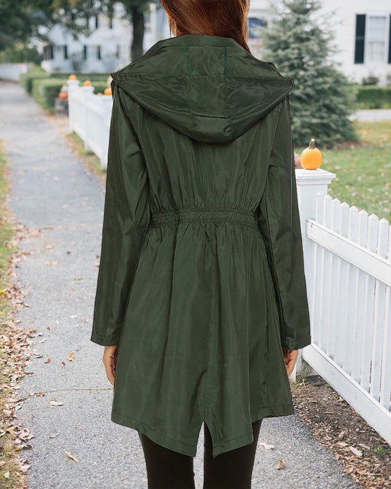 Solid color hooded outdoor coat