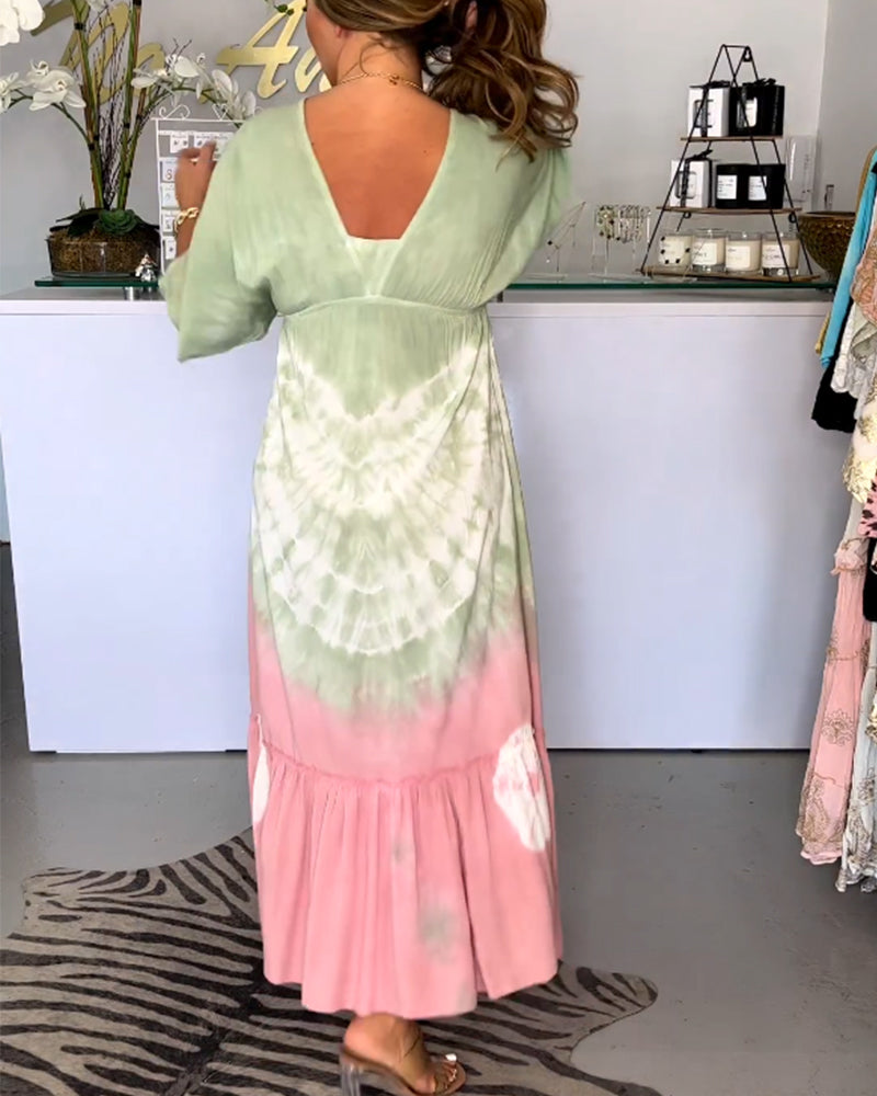 Gradient print v-neck dress