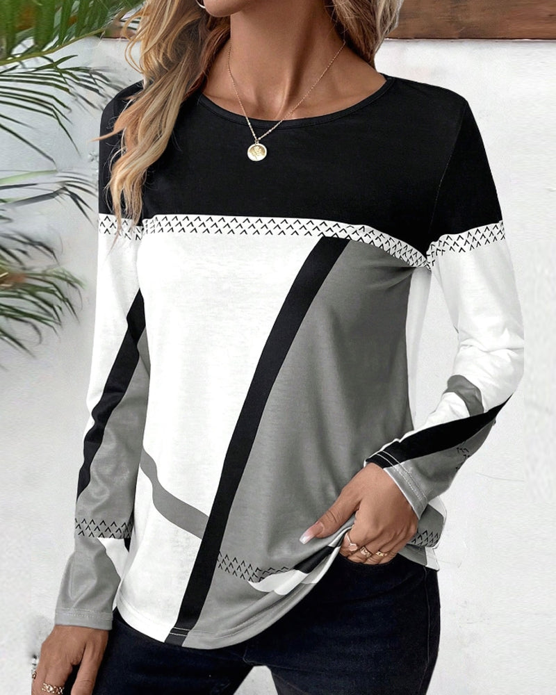 Contrast print casual top