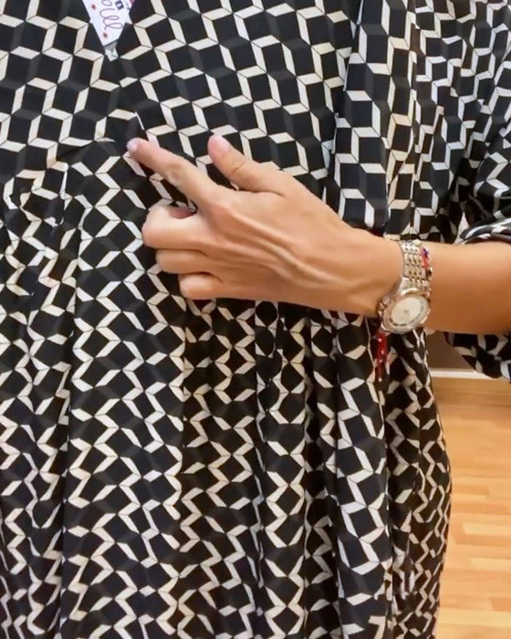 Geometric print V-neck casual dress