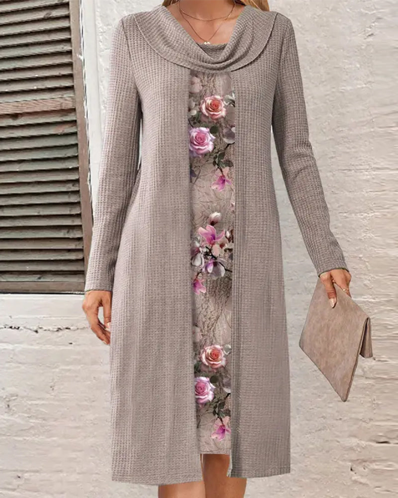 Floral print patchwork dress