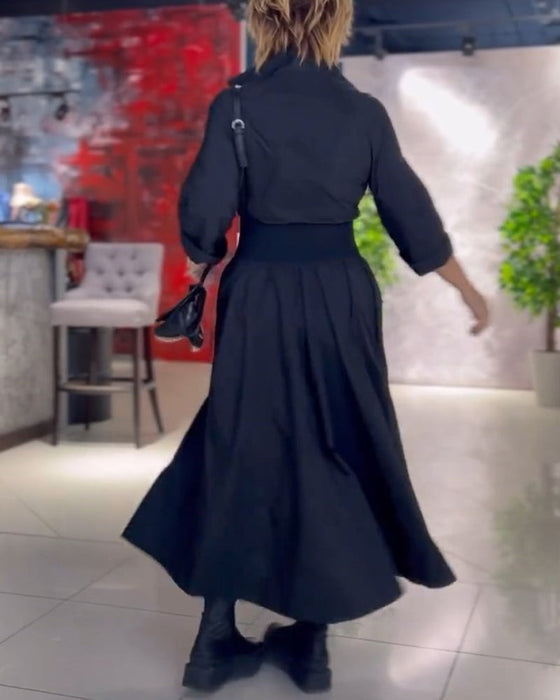 Elegant Solid Color Dress with Square Neck