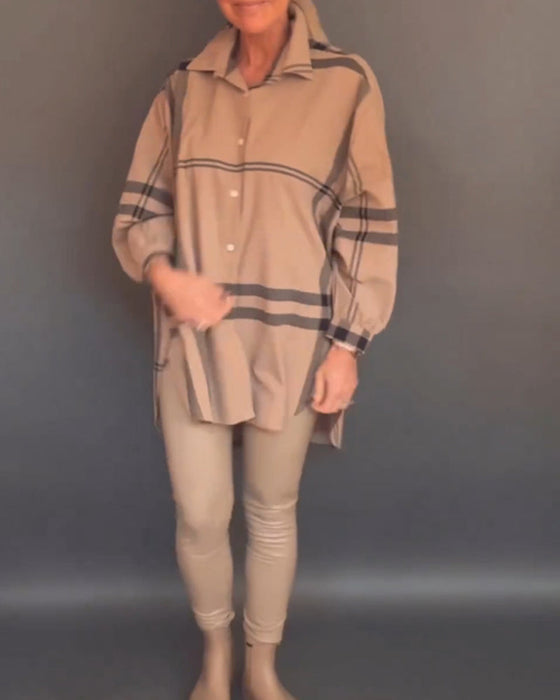 Casual plaid lapel shirt