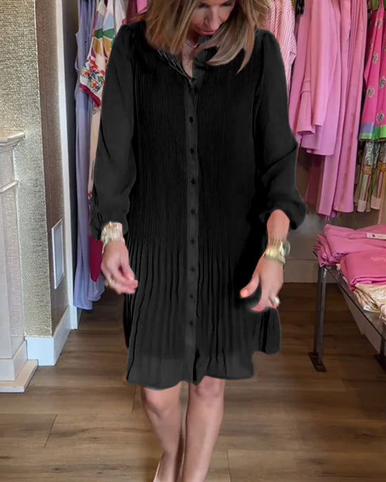 Women's solid patchwork pleated dress