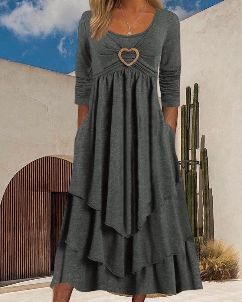 Round Neck Ruffled Midi Dress