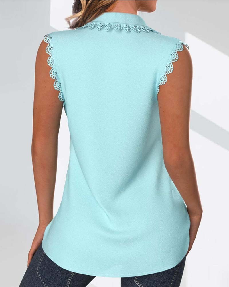 Elegant Lapel Sleeveless Top