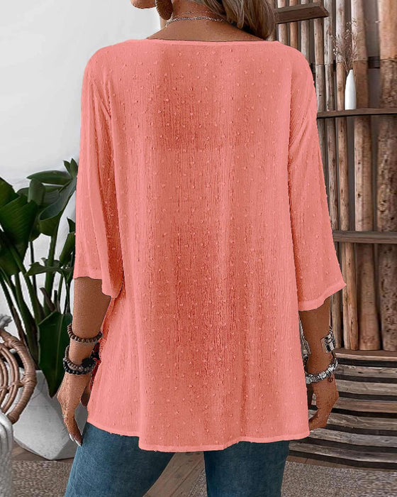 Solid color patchwork casual top