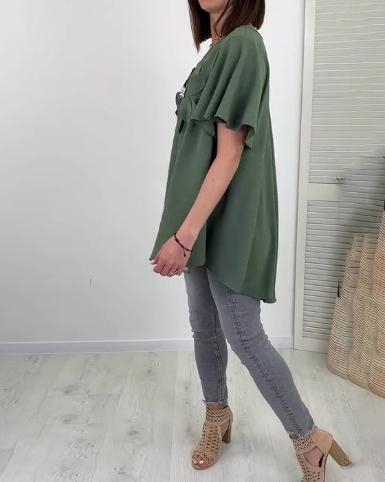 Loose V-Neck Blouse