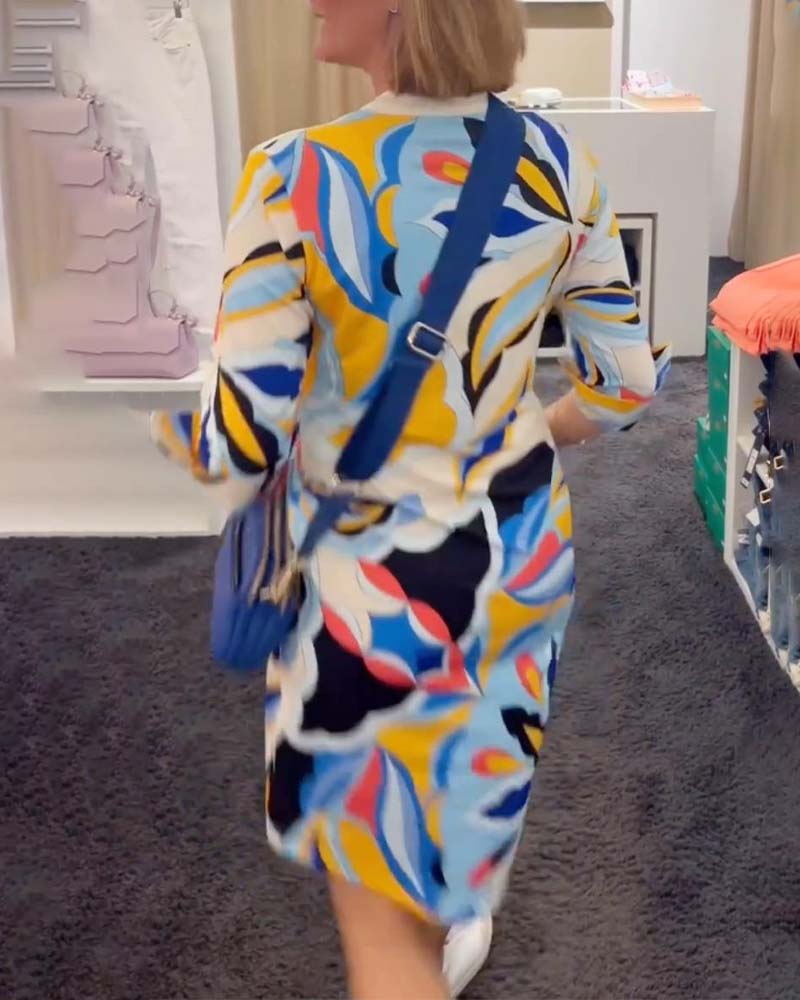 Contrast print pocket dress