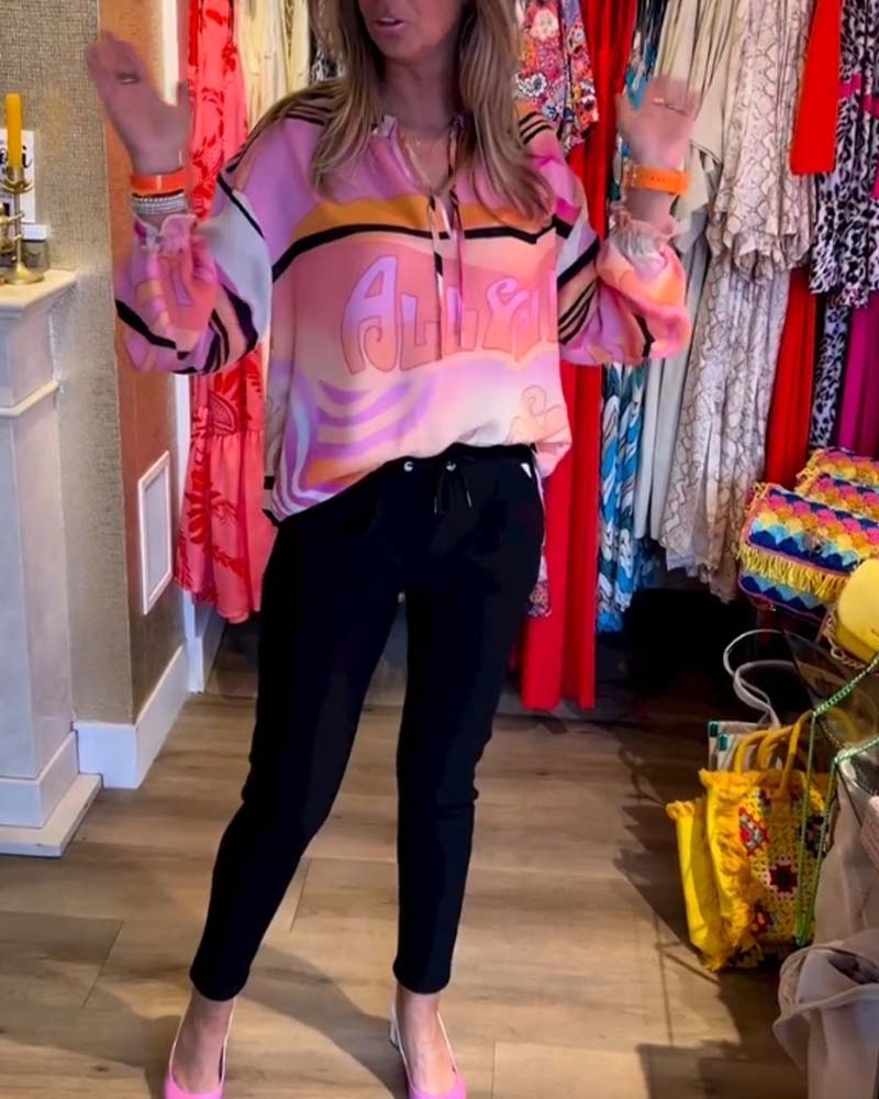 Suspension contrast print casual top