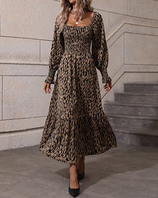 Square Neck Printed Maxi Dress