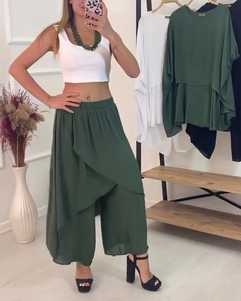 Irregular patchwork solid color casual pants