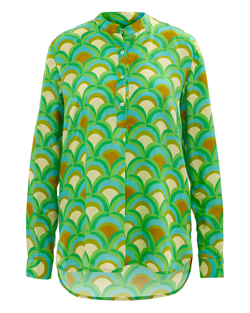 Geometric print long sleeve blouse