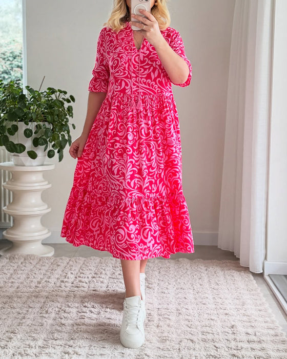 Floral Short-Sleeved Loose Dress