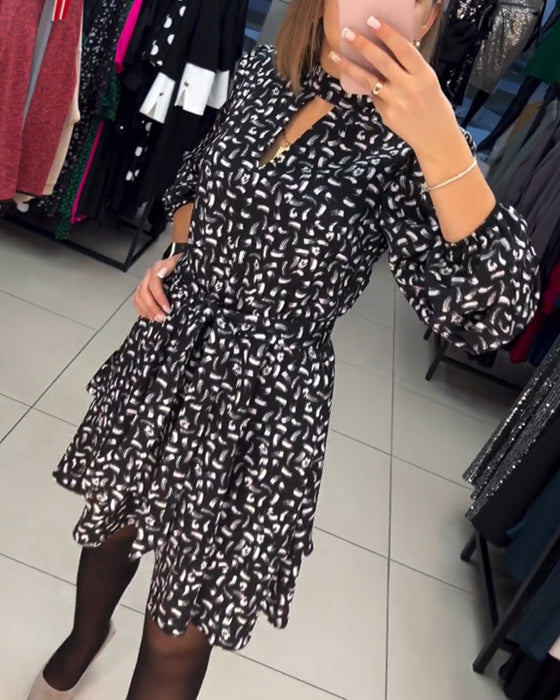 Elegant printed cutout dress