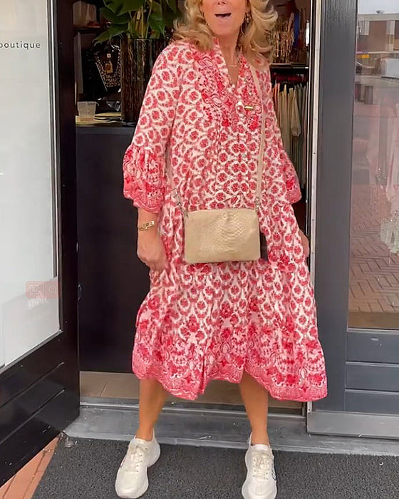 Fish scale print casual dress