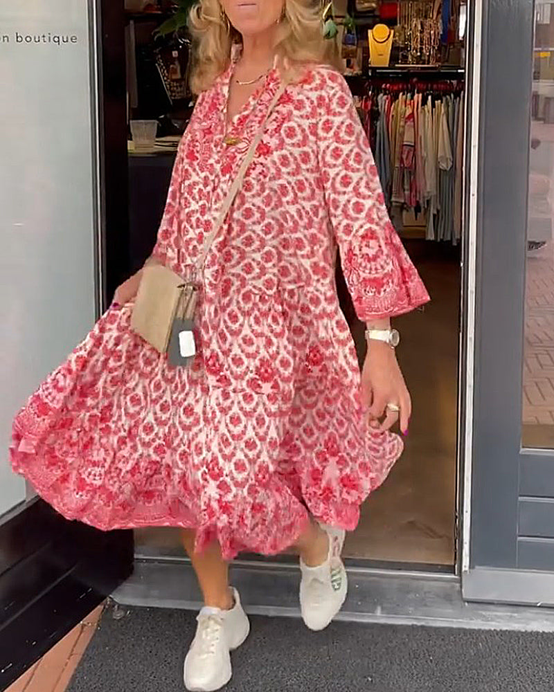 Fish scale print casual dress