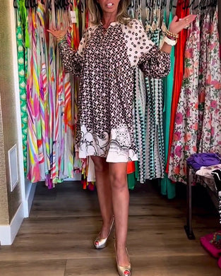 Casual printed cross strap dress