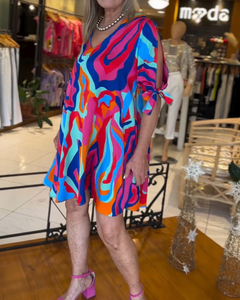 Round Neck Printed Loose Dress