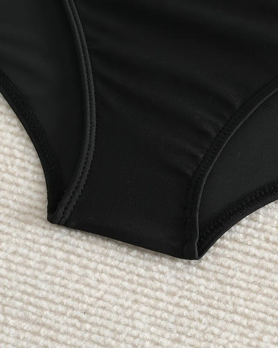 Pleated Solid High Waist Swimwear Bottom