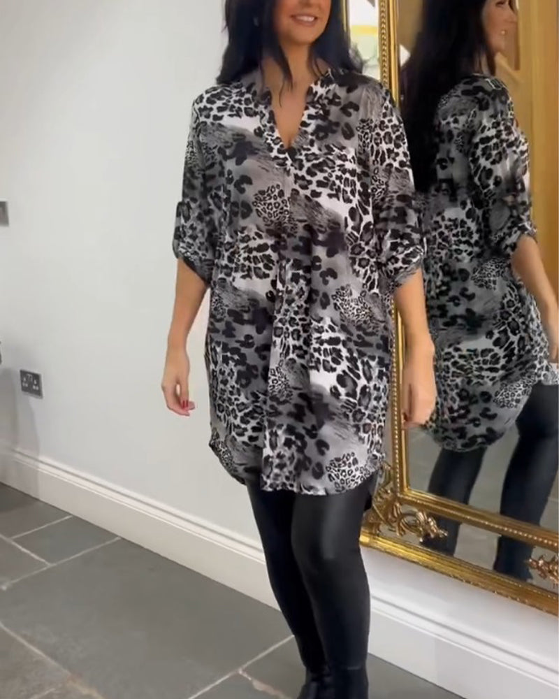 Leopard print v-neck top