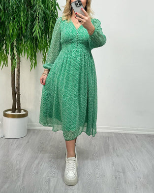 Printed elegant button dress