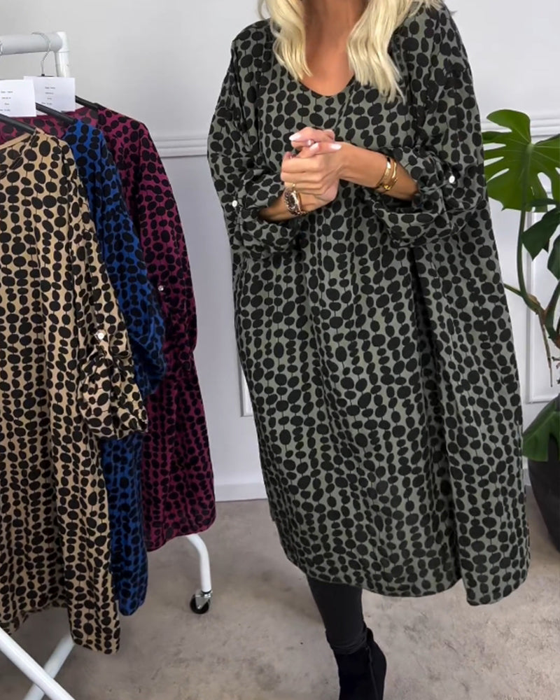 Retro polka dot v-neck dress