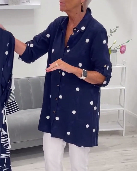 Casual dot print lapel shirt