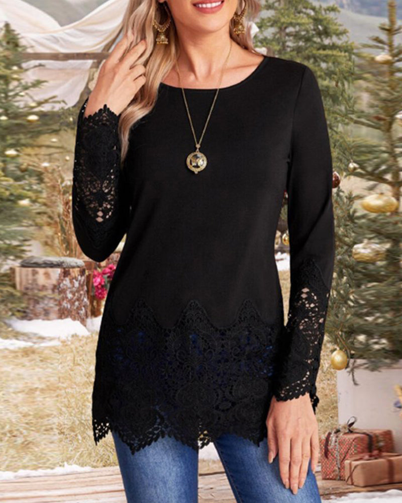 Round neck lace blouse