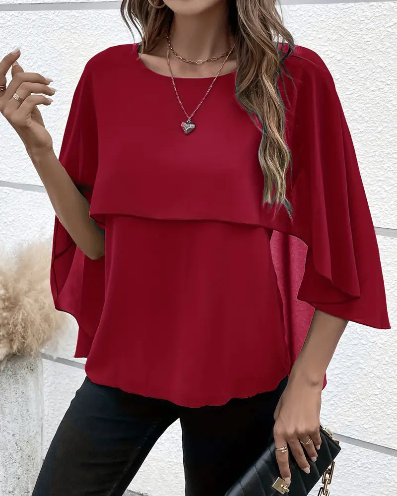 Bat Sleeve Round Neck Top