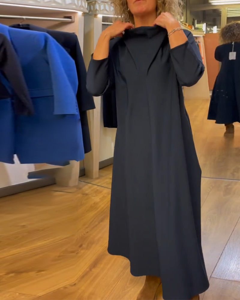 Solid color pocket casual dress