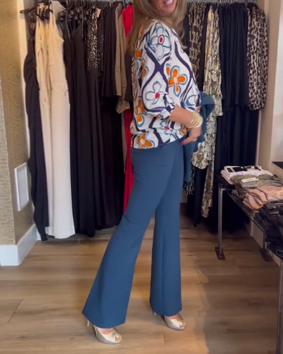 V-neck floral-printed dress