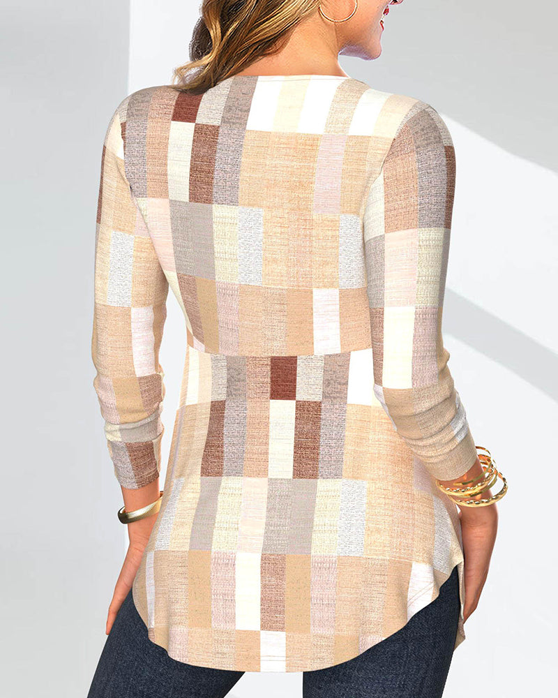 Fake 2in1 Geometric Print Top